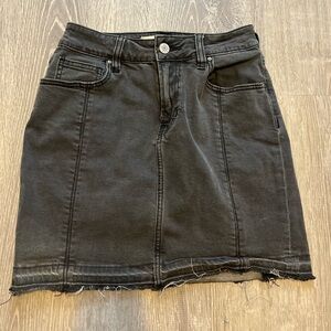 Pac Sun Black Charcoal Lightly Distressed Jean Denim Skirt Size 23 Stretch